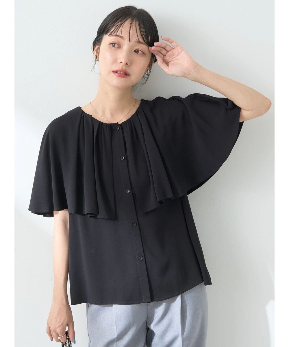 earth music&ecology ケープカラーブラウス 