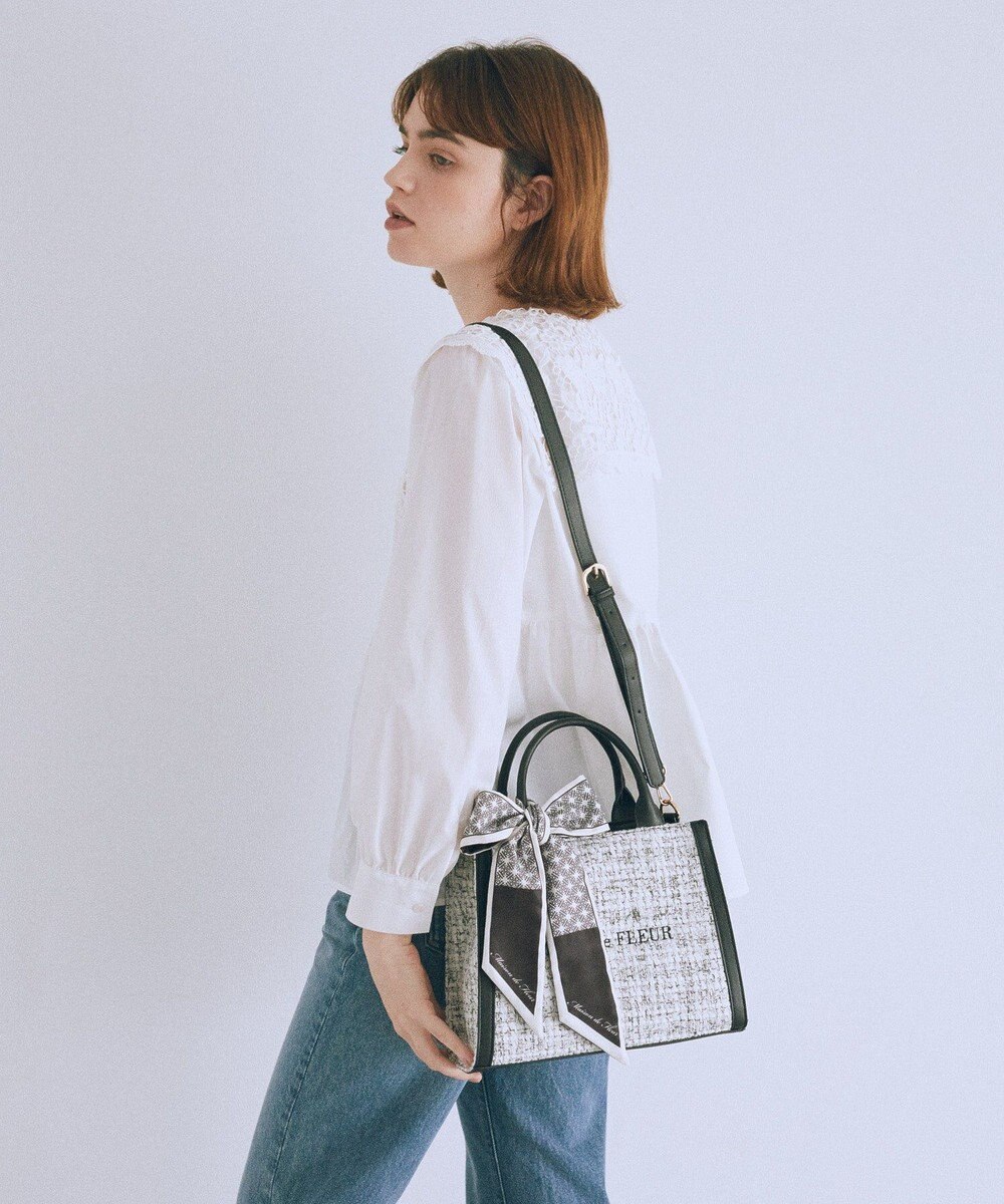 Maison de FLEUR スカーフ付きツイード2Wayトートバッグ 