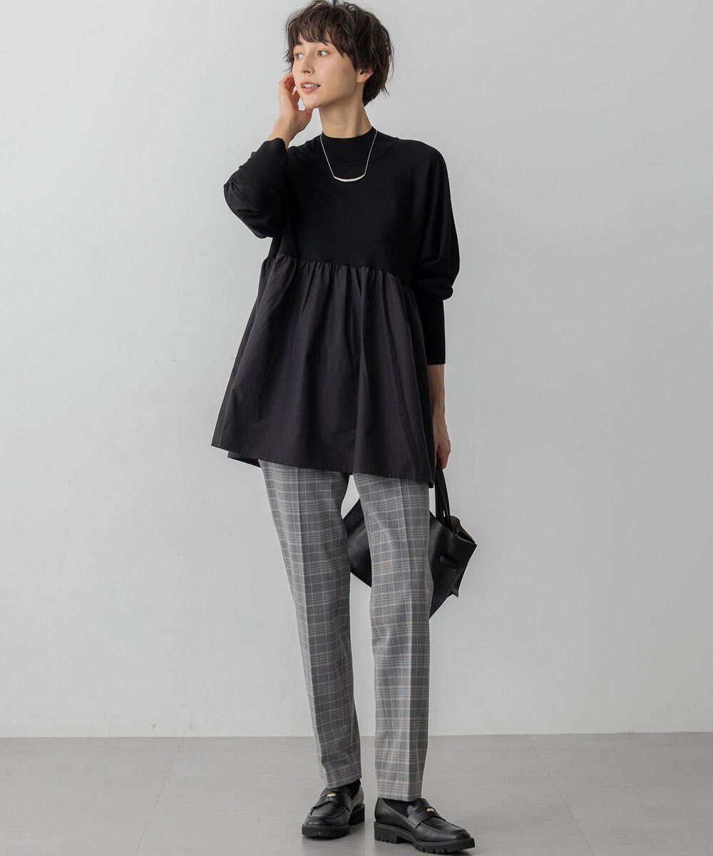 23区 L 【洗える】ギャザープルオーバー コンビ ニット 