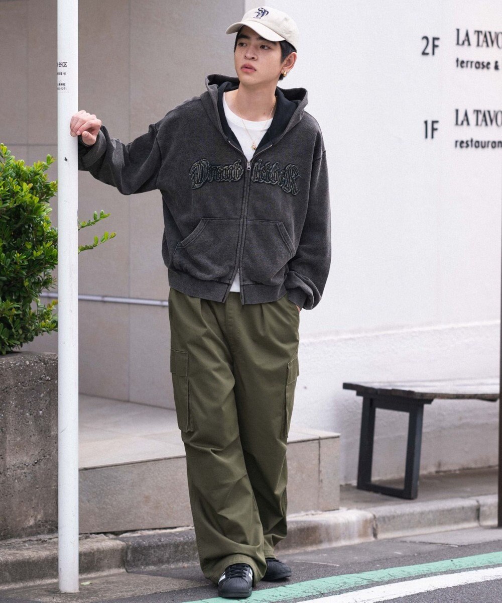 WEGO 【ユニセックス着用ITEM/MLサイズ展開】ショートグラフィックZIPパーカー 