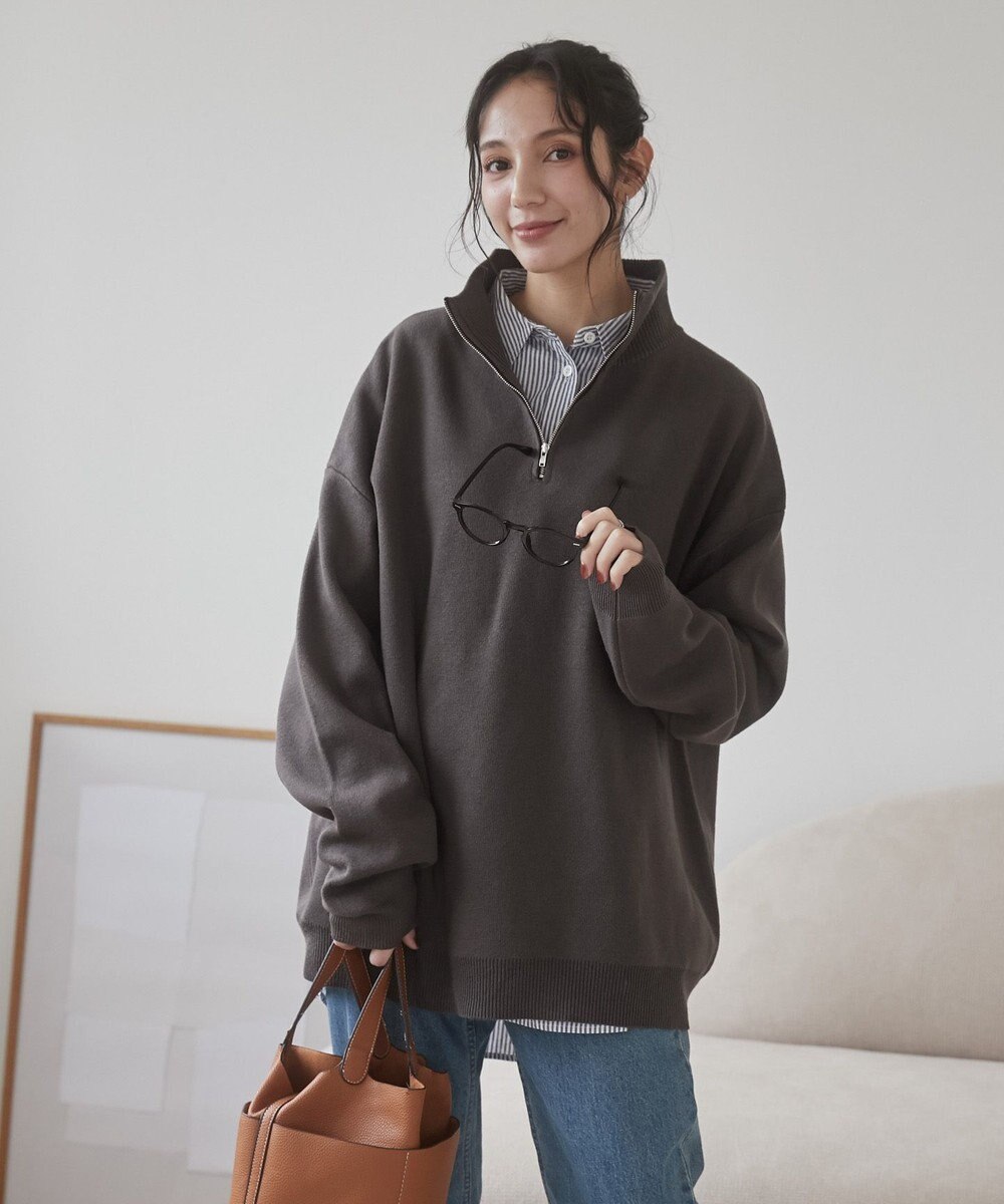 WEGO 【ユニセックス着用ITEM】ミラノリブハーフジッププルオーバー 