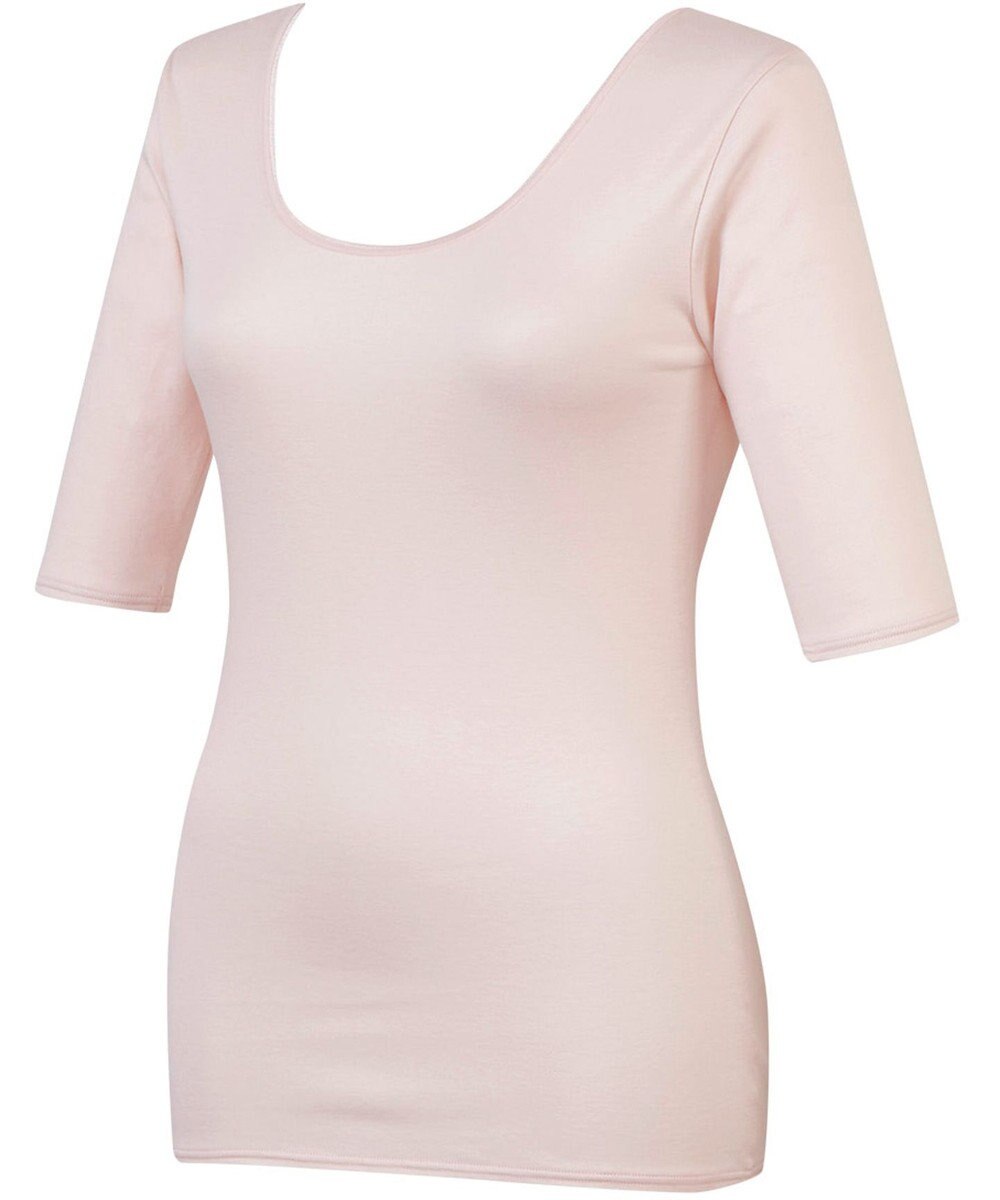 Wing あったかインナー 綿100％ 毛玉になりにくい 型くずれしにくい 【綿の贅沢 リッチ】 5分袖 半袖 秋 冬 EL4582 ウイング／ワコール 