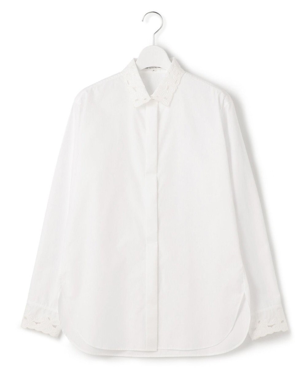 23区 L 【洗える】エンブロイダリーシャーティング シャツ ブラウス 