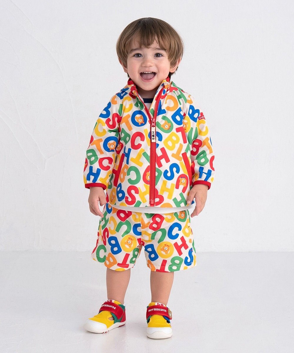 MIKI HOUSE HOT BISCUITS 【80-120cm】 ロゴ総柄 ウインドブレーカー 