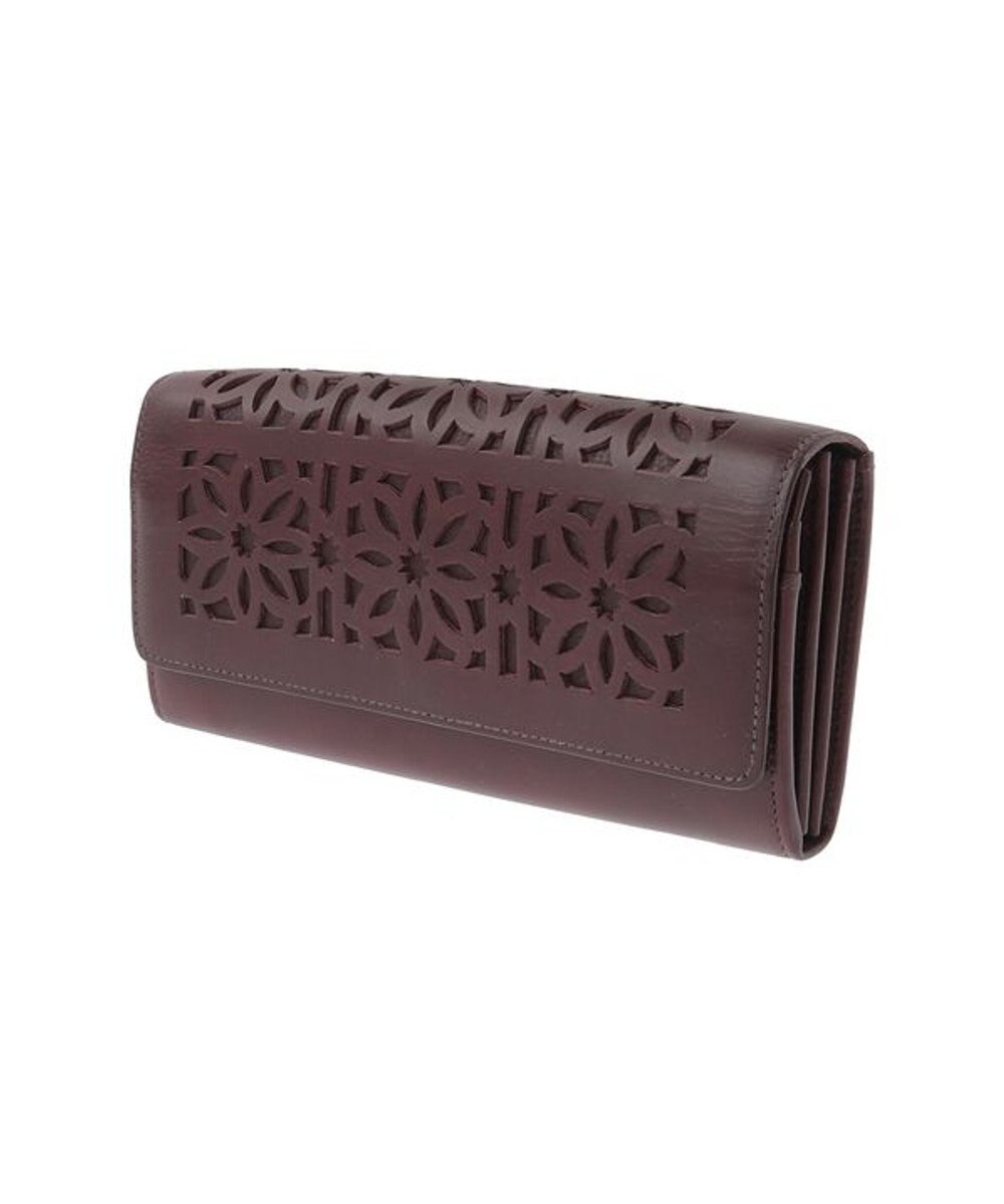 genten カットワーク フラップ長財布 