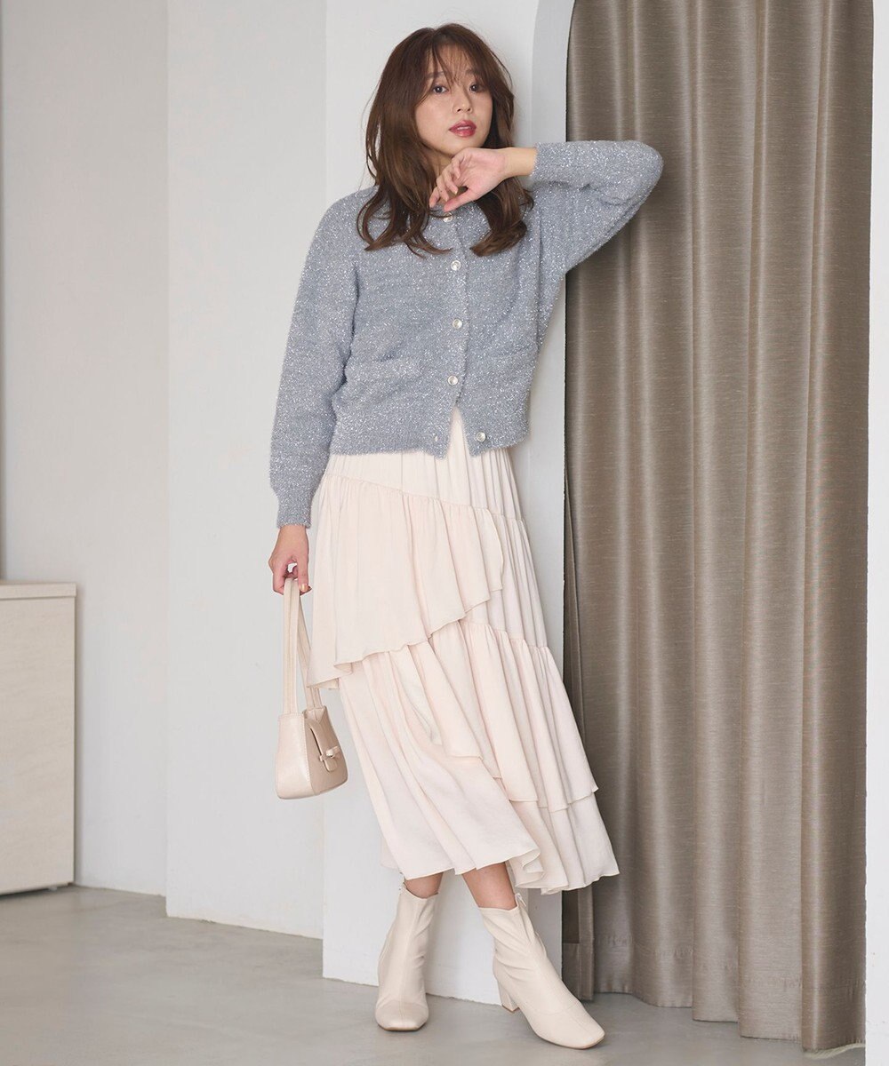 Feroux 【洗える】ラメシャギー カーディガン 