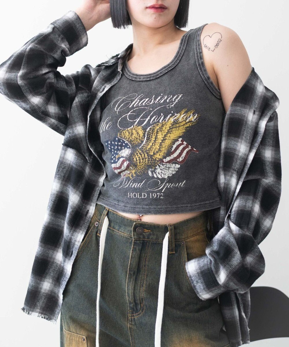 WEGO ヴィンテージウォッシュグラフィックタンク 