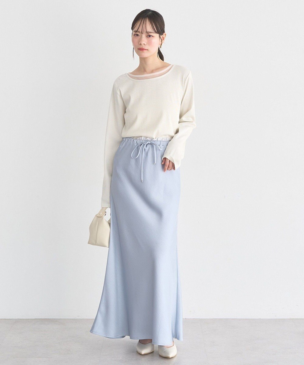 earth music&ecology サテンフリルマーメイドスカート 