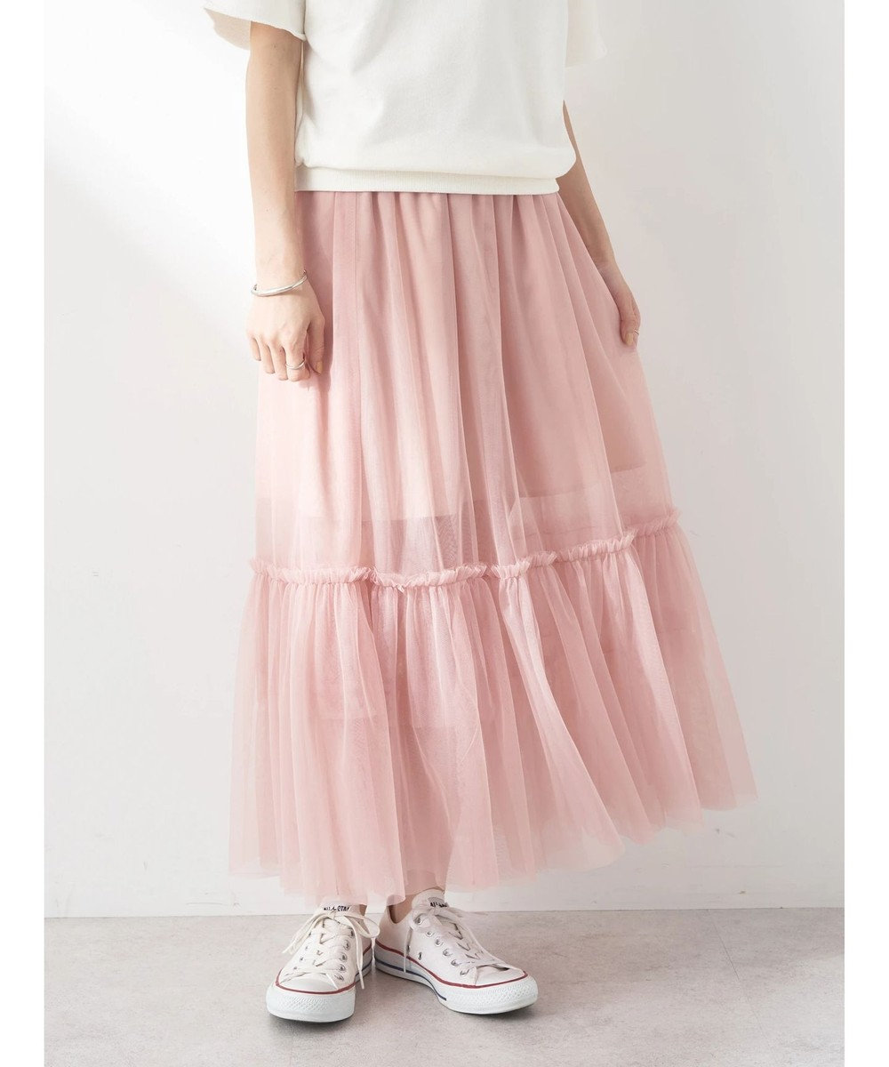 earth music&ecology ティアードチュールスカート 