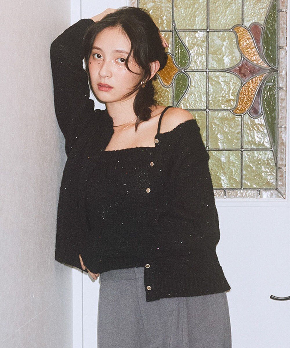 earth music&ecology 【セット2点】SET2点フラワースパンコールカーデ＋ビスチェ 