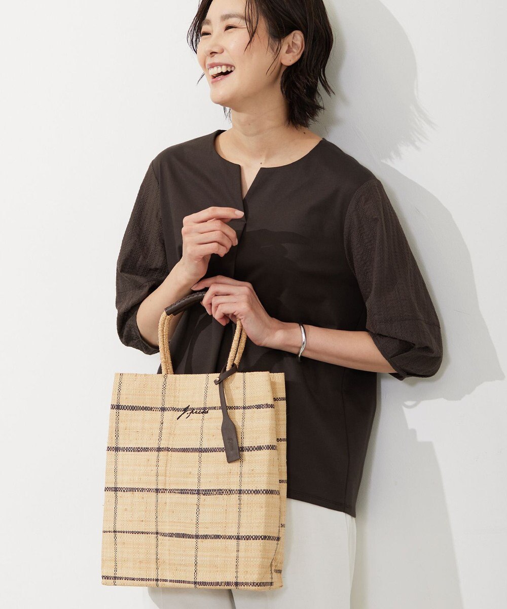 J.PRESS LADIES 【WEB限定・A4サイズ収納可】 マダガスカルラフィア トート バッグ 