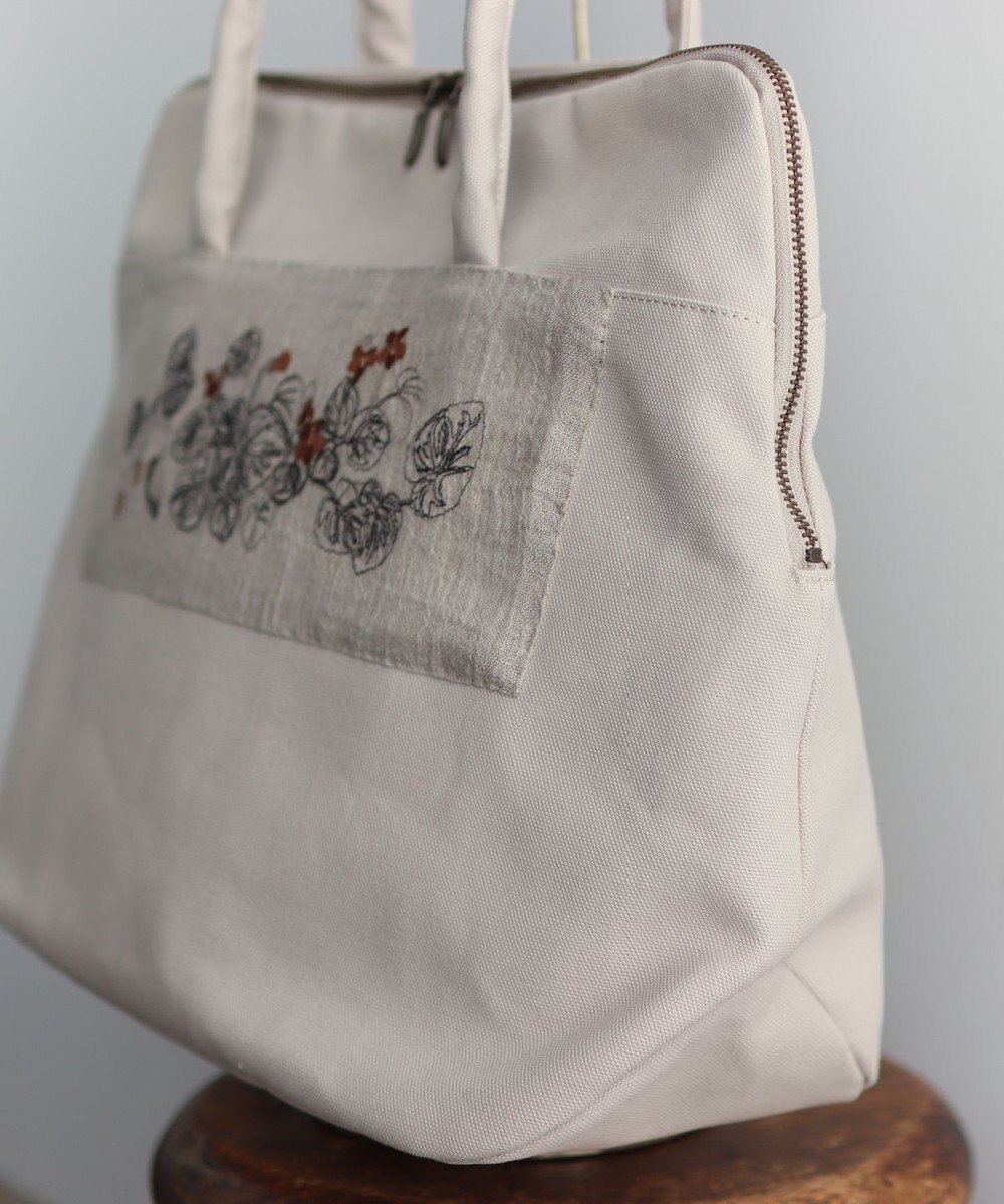 AND WOOL スミレの押し花刺繍バッグ big size 