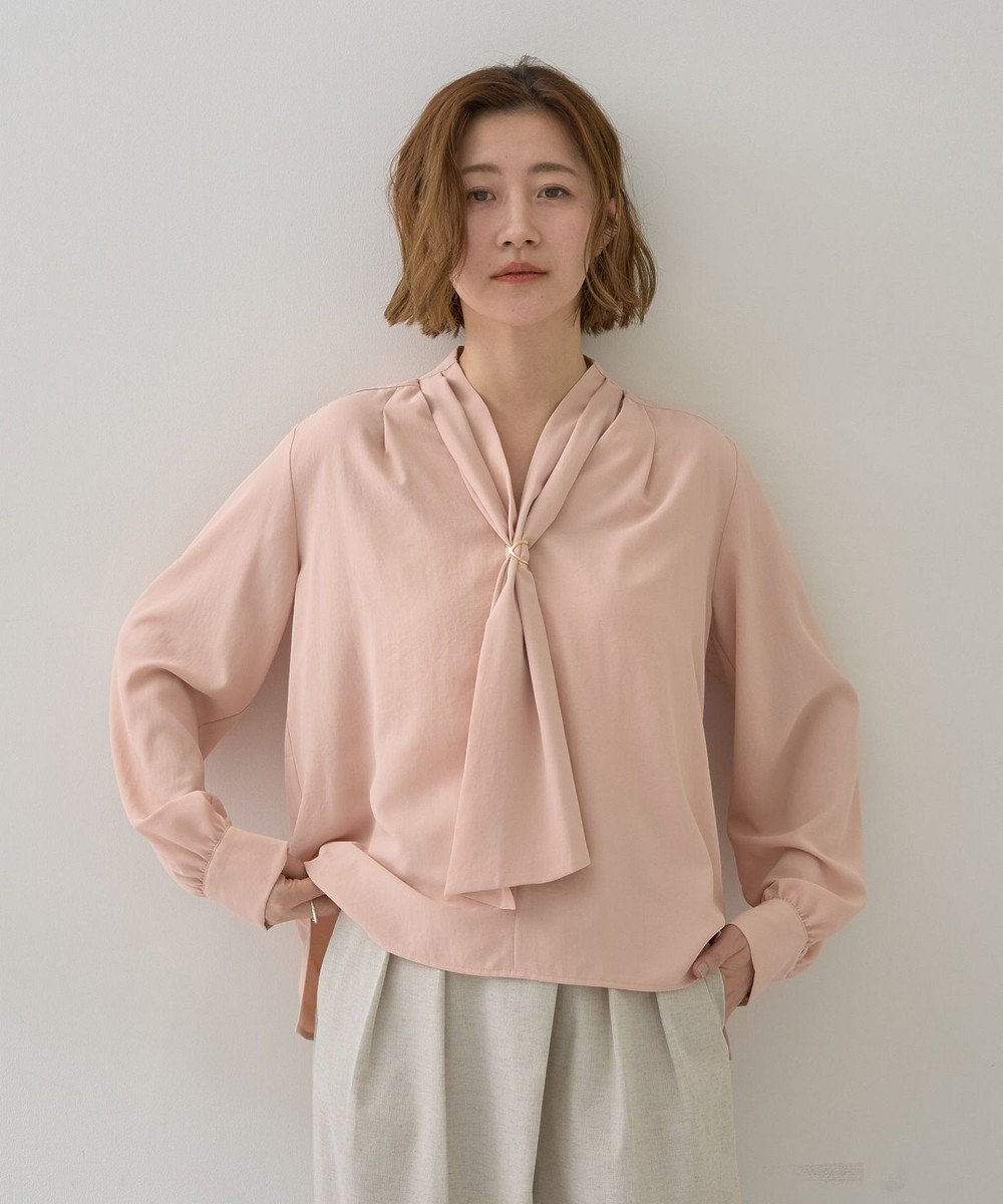 YECCA VECCA スカーフリング付きボウタイブラウス 