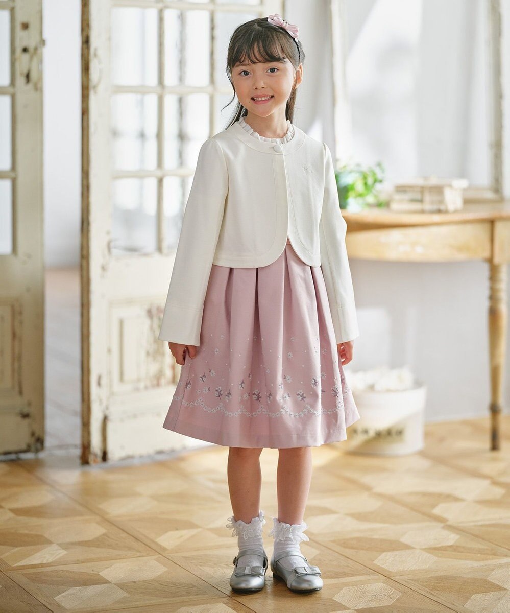 組曲 KIDS 【110-140㎝】 フラワーアーチワンピース＆ボレロジャケットセット 