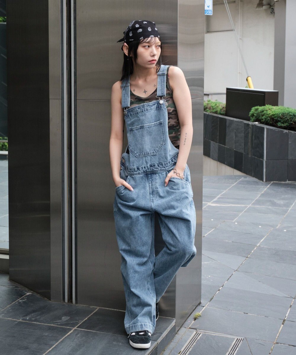 WEGO 【ユニセックス着用/SMサイズ展開】デニムオーバーオール 
