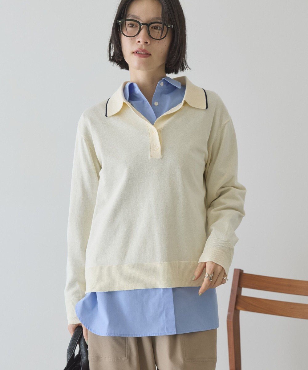 AMERICAN HOLIC 配色ラインニットポロ 