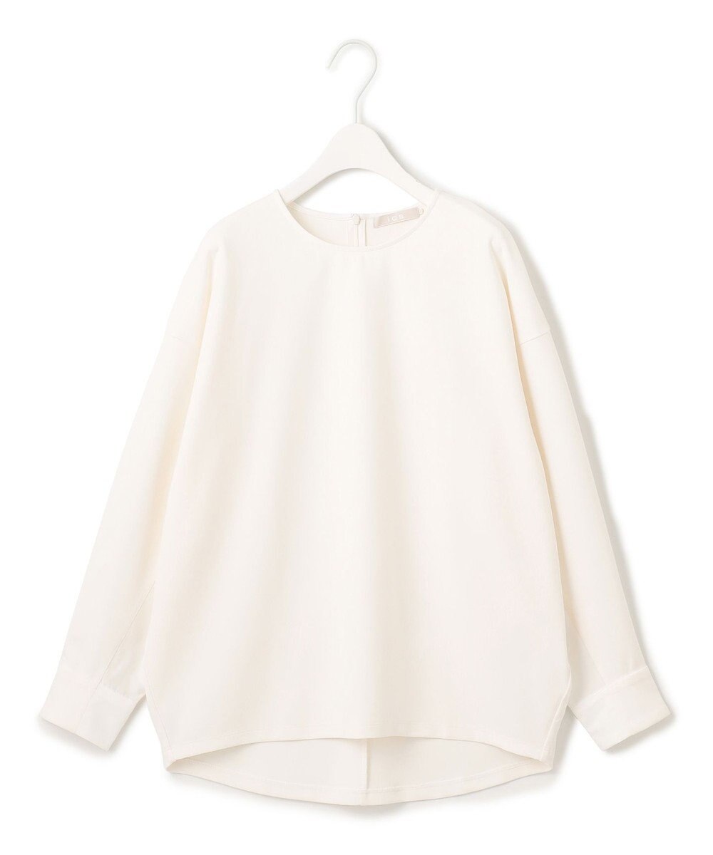 ICB L 【洗える】ジョーゼットジャージー 異素材コンビプルオーバー 