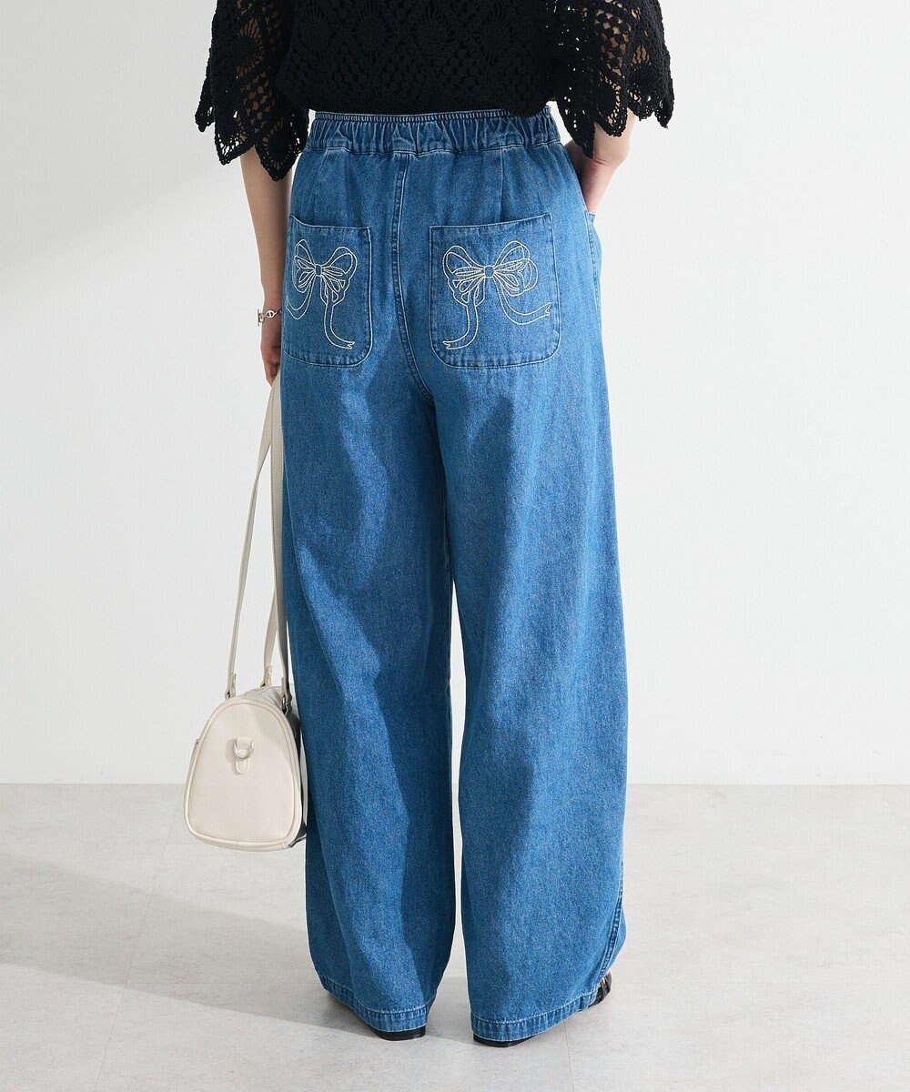 Green Parks ・ＤＯＵＢＬＥ　ＦＬＡＧＳリボン刺繍ポケットデニ 