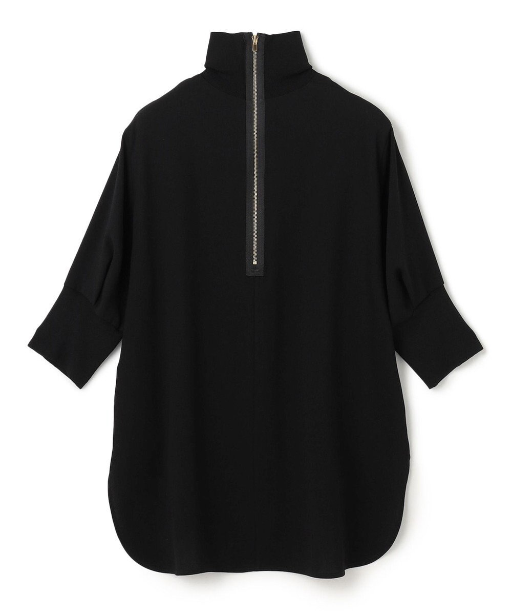 BEIGE， 【洗える】FLEUR / ニットコンビハイネック半袖ブラウス 