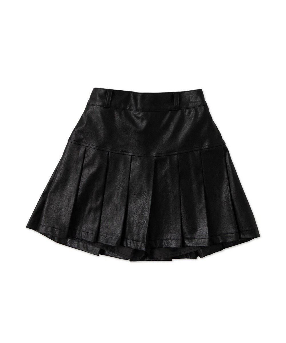 WEGO ヴィンテージライクFレザープリーツスカパン 