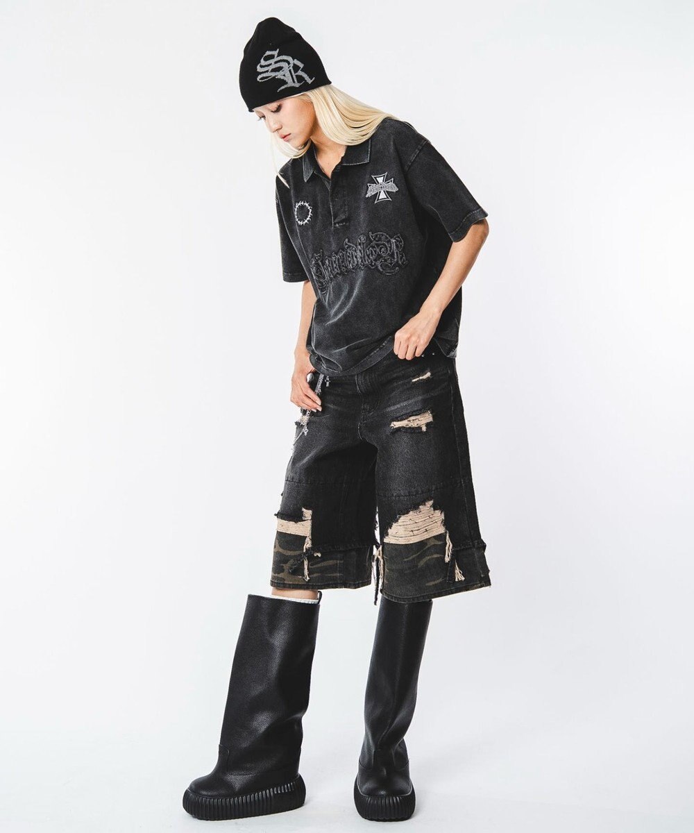 WEGO 【ユニセックス着用ITEM】ブリーチグラフィックポロシャツ（SS） 