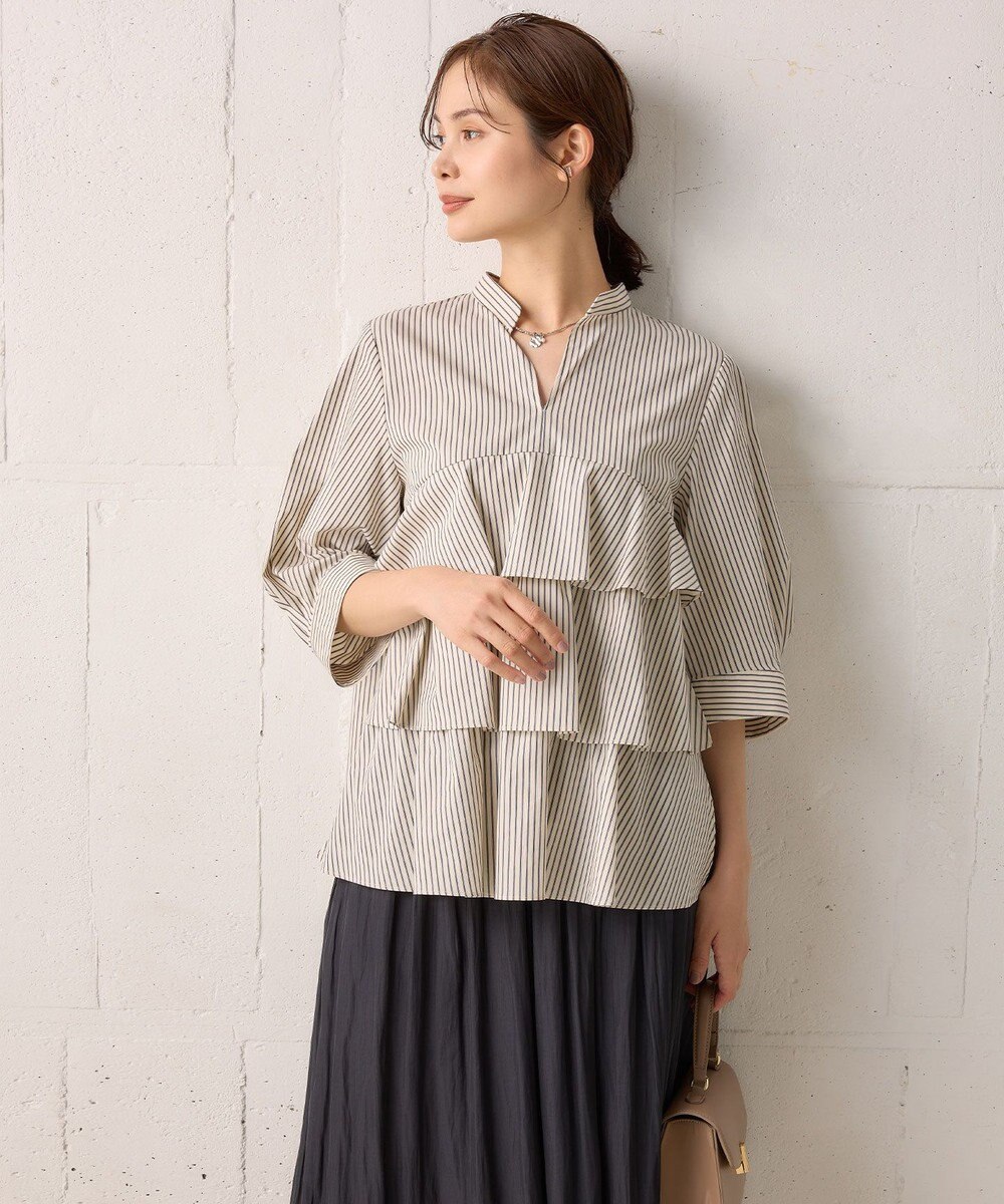 組曲 コンパクトシャーティングティアード ブラウス 