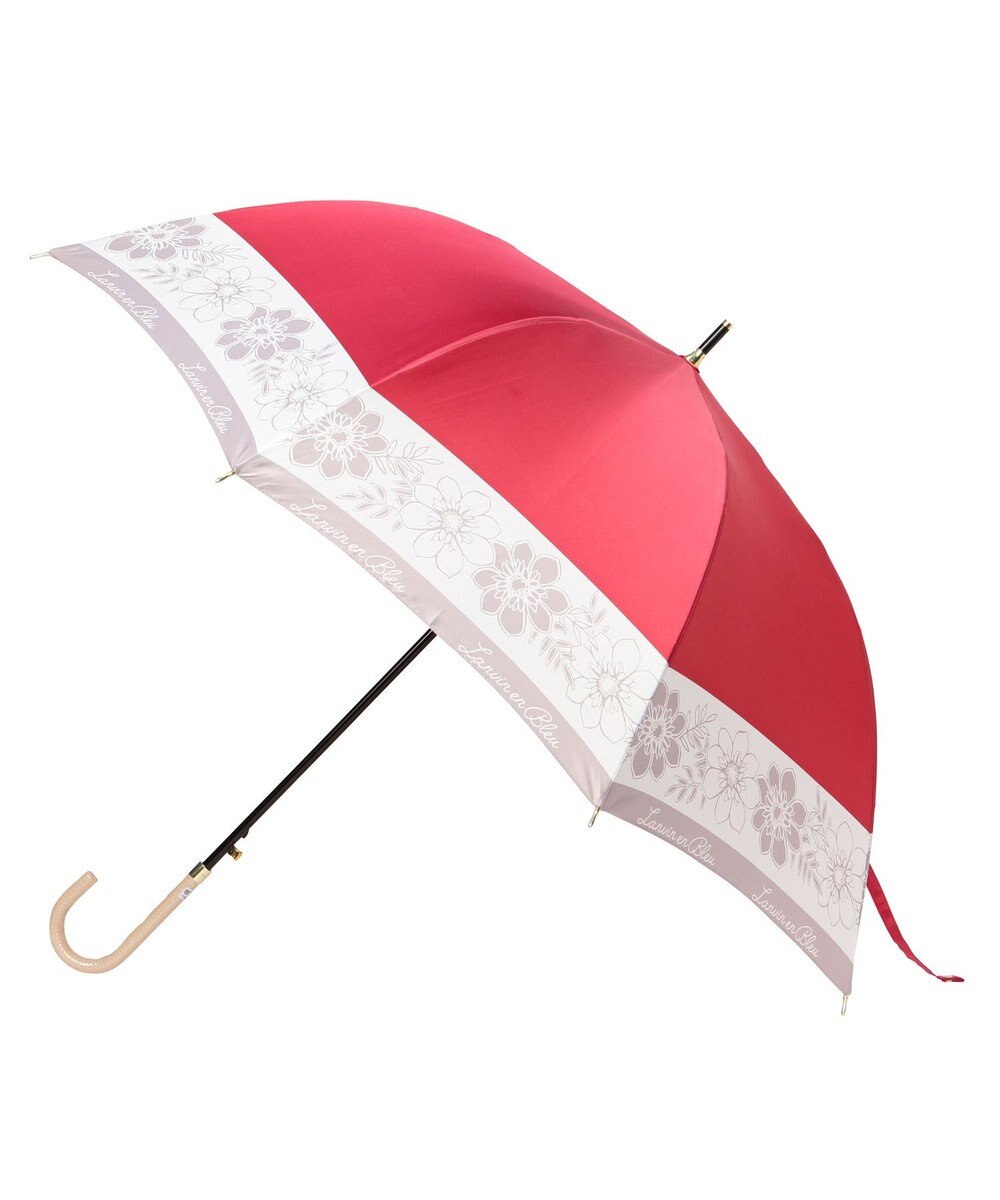 MOONBAT LANVIN en Bleu 【耐風】長傘 サテンプリントフラワー 