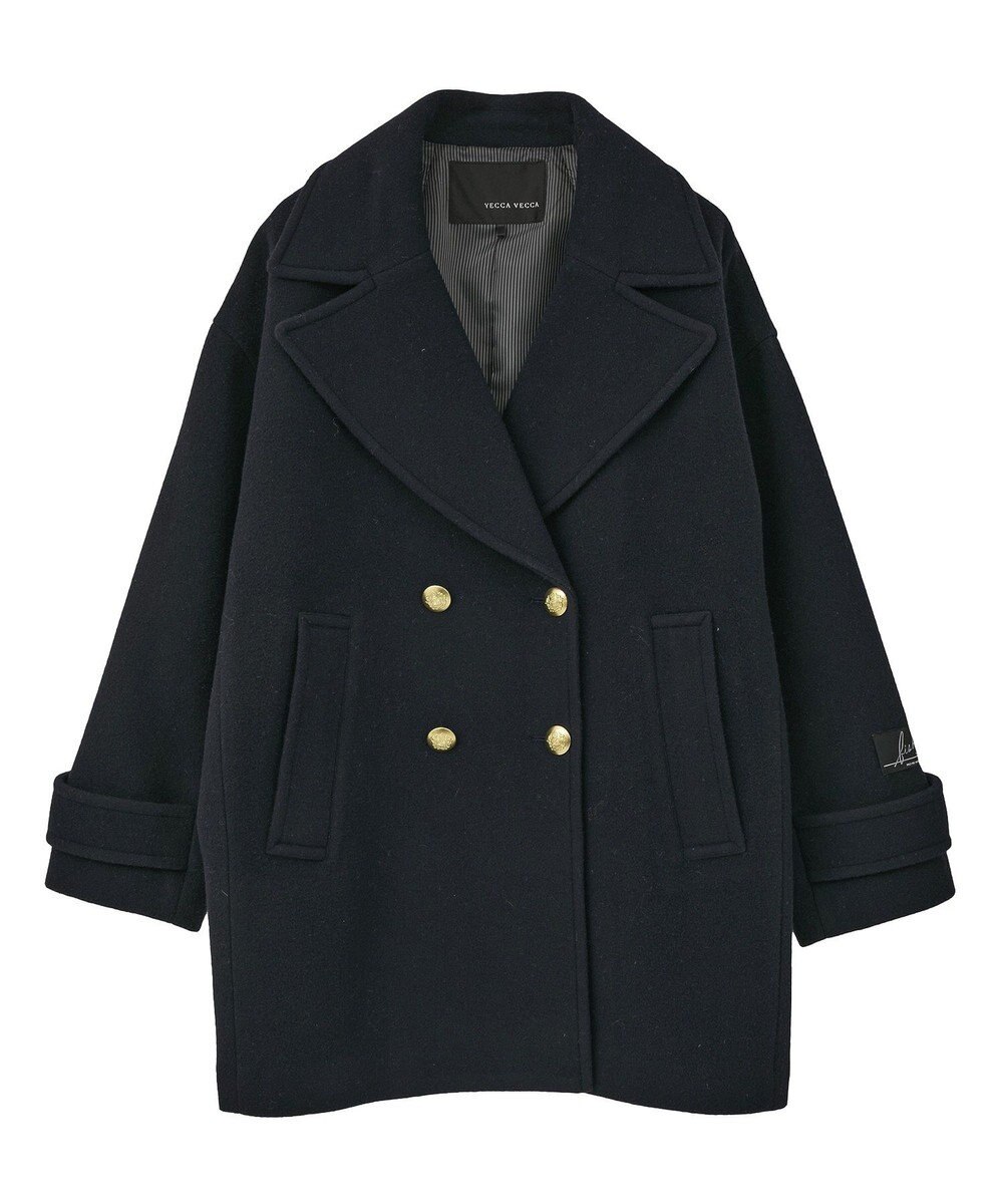 YECCA VECCA ウール混ミドル丈Pコート 