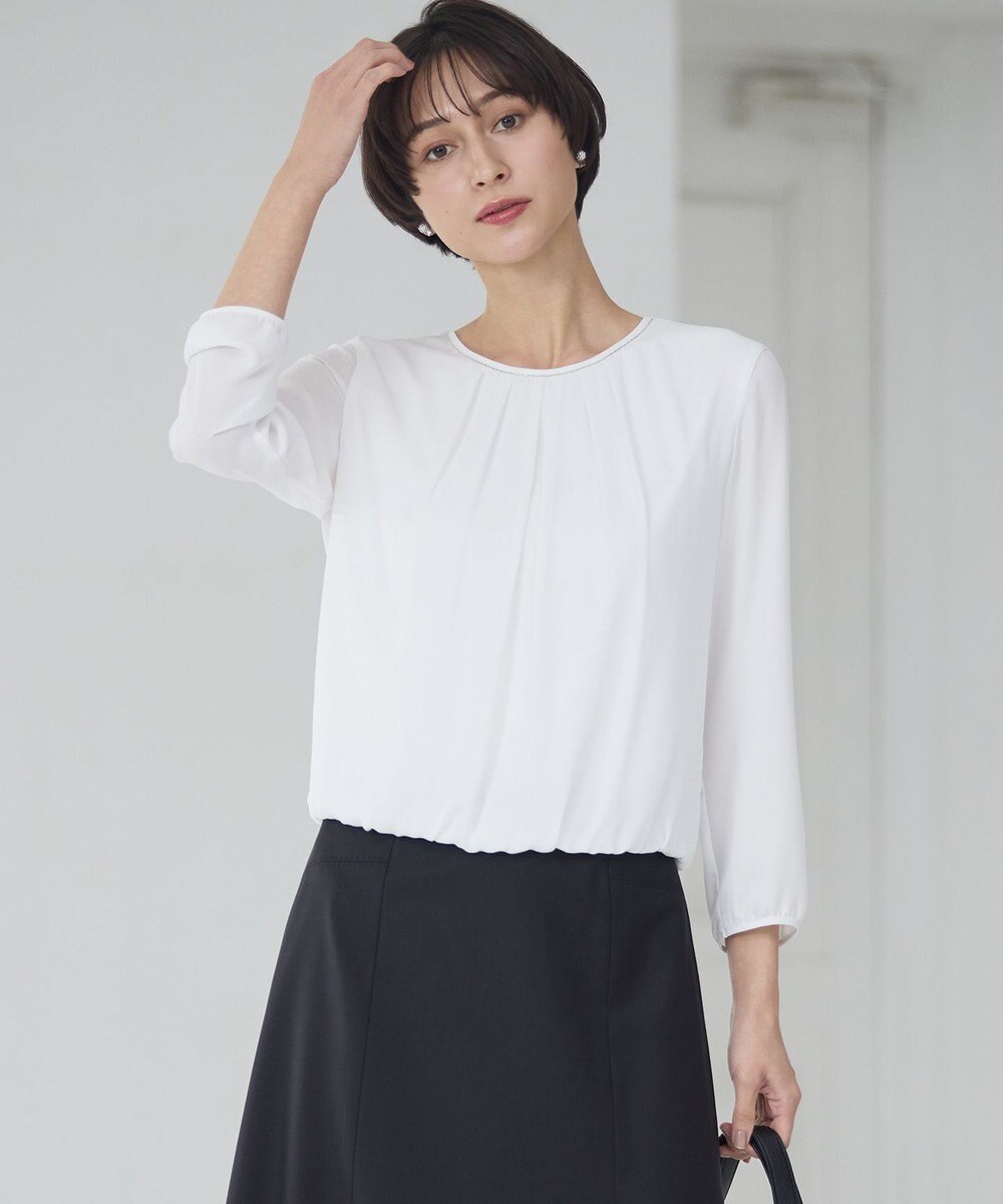 23区 S 【洗える】シルキーデシン ボールチェーン バルーン ブラウス 