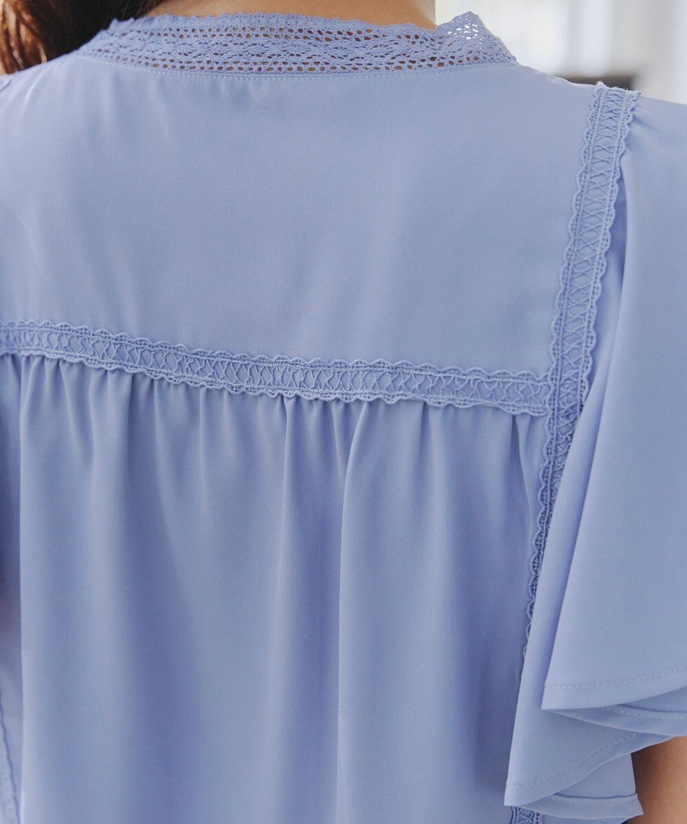 Tiaclasse L 【洗える】フレアスリーブレースブラウス 