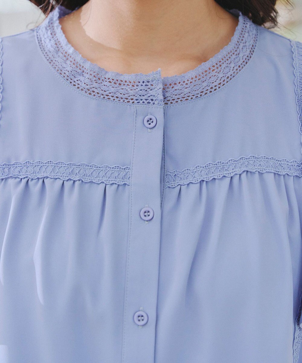 Tiaclasse L 【洗える】フレアスリーブレースブラウス 