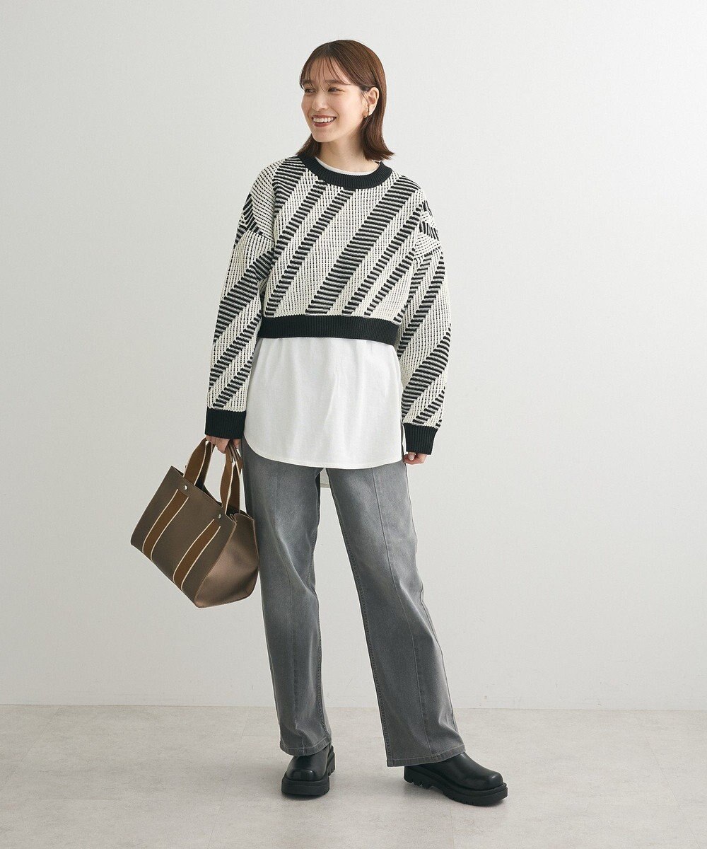 Green Parks ＧＵＭストレッチデニムセンター切替ストレートフレアパ 