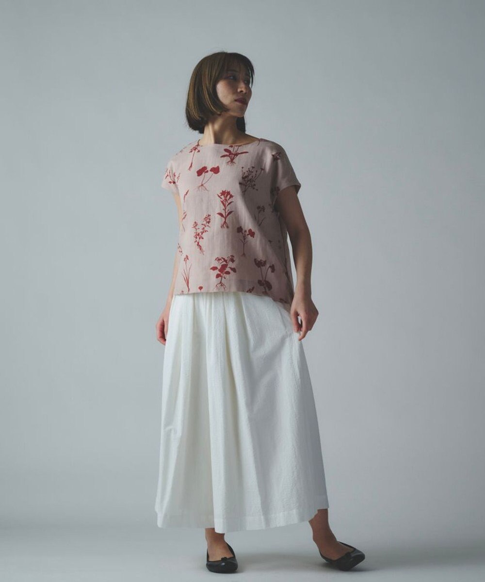 muuc 【ゆったりシルエットで涼しく上品】植物の影絵プリント プルオーバー 