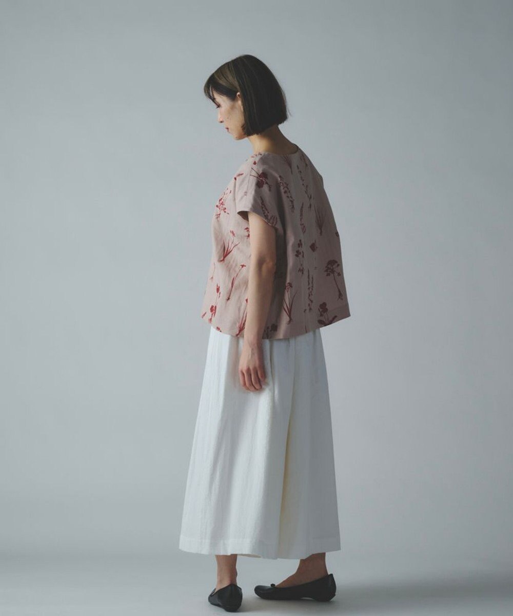 muuc 【ゆったりシルエットで涼しく上品】植物の影絵プリント プルオーバー 