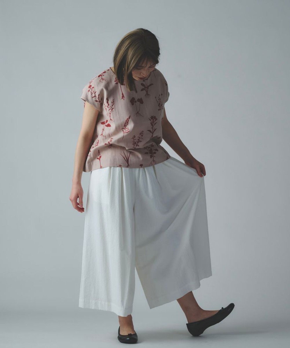 muuc 【ゆったりシルエットで涼しく上品】植物の影絵プリント プルオーバー 