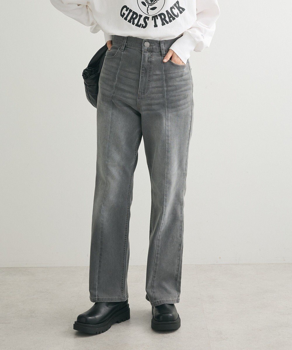 Green Parks ＧＵＭストレッチデニムセンター切替ストレートフレアパ 