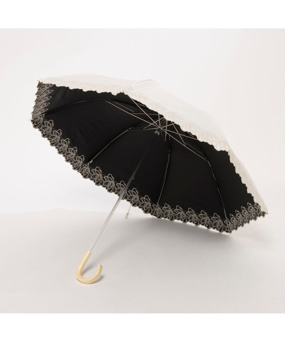 UNBILLION カシュネ cachenez / PUフラワーラメ刺繍トップレス2段折りたたみ傘 
