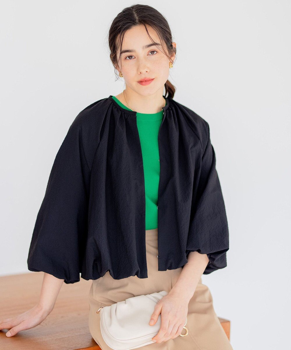 組曲 【洗える】サッカーストレッチ ブルゾン 