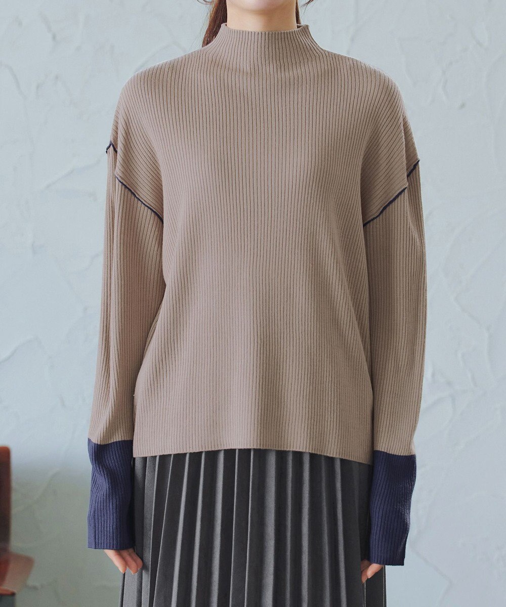 Tiaclasse 配色スリーブリブニットトップス 