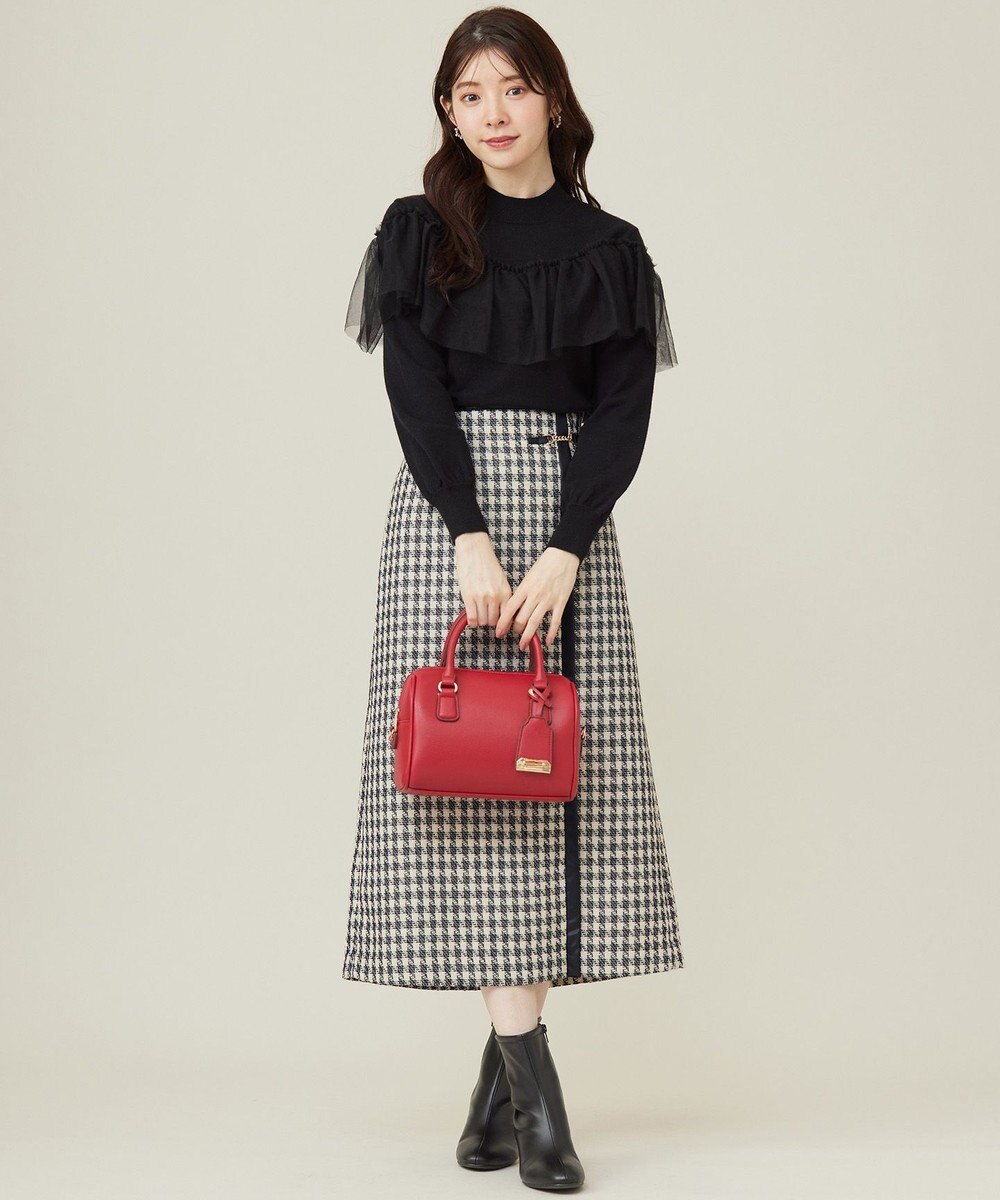 ANY SIS 【洗える】フリルチュールコンビ ニット 