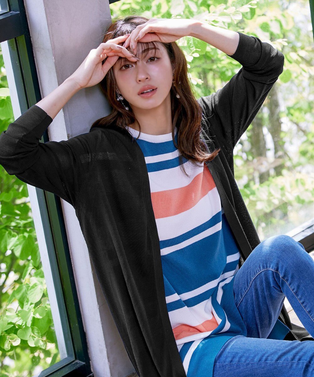 Tiaclasse 【洗える】バックリブプリーツ編みロングカーディガン 