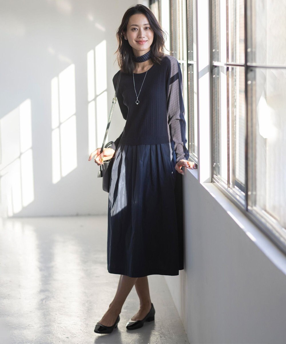 J.PRESS LADIES 【WEB限定・洗える】ニット コンビ ワンピース 