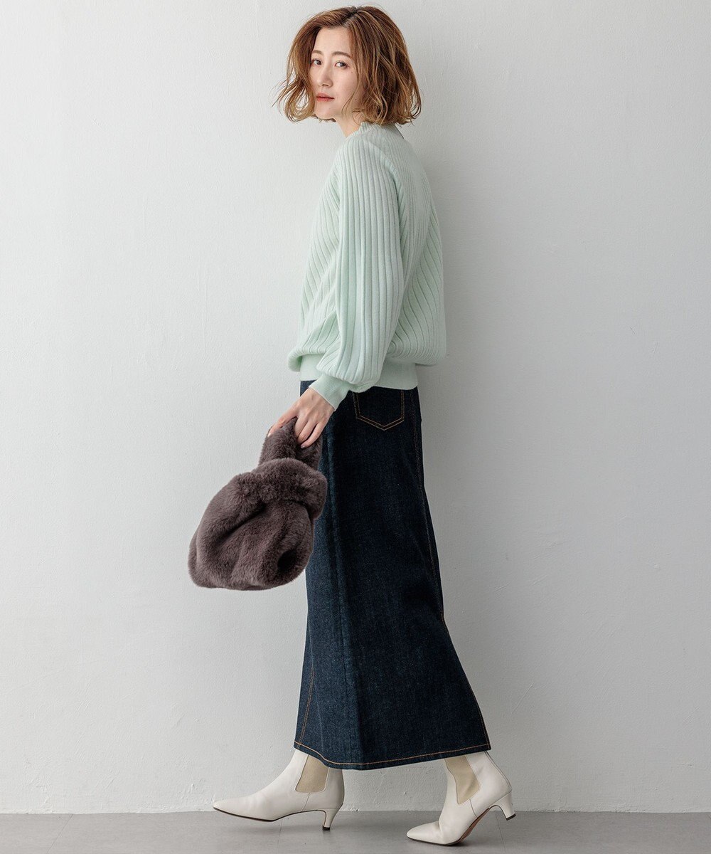 23区 L セミウーステッド モックネック ニット 