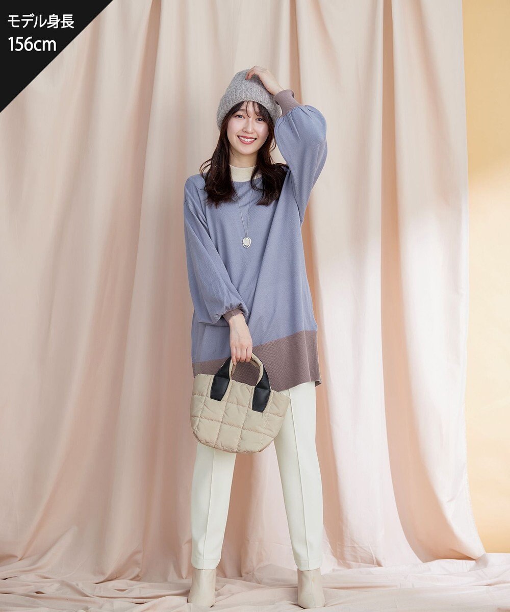 Tiaclasse L 【洗える】カラーブロッキングニットチュニック 