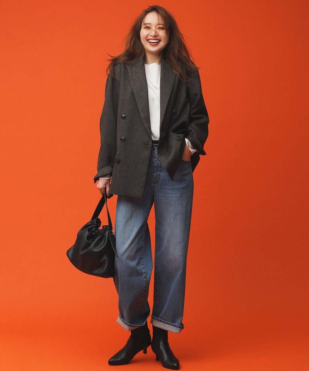 ANY 【洗濯機可/ウエストゴム/ストレッチ】ワイドデニムパンツ 