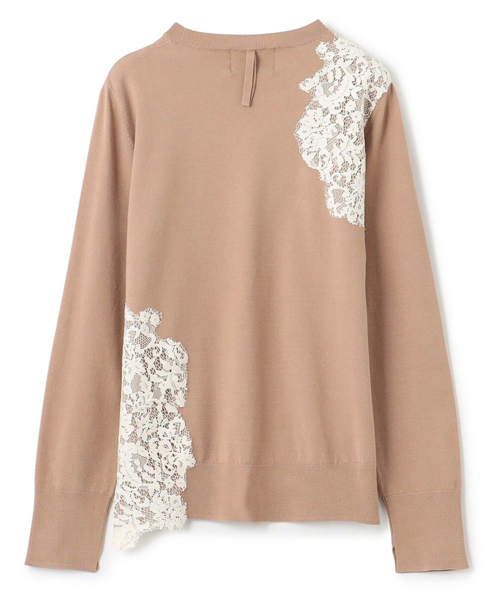 BEIGE， 【ご好評により新色追加！洗える】WILLOW / アシンメトリーレースクルーネックニット 