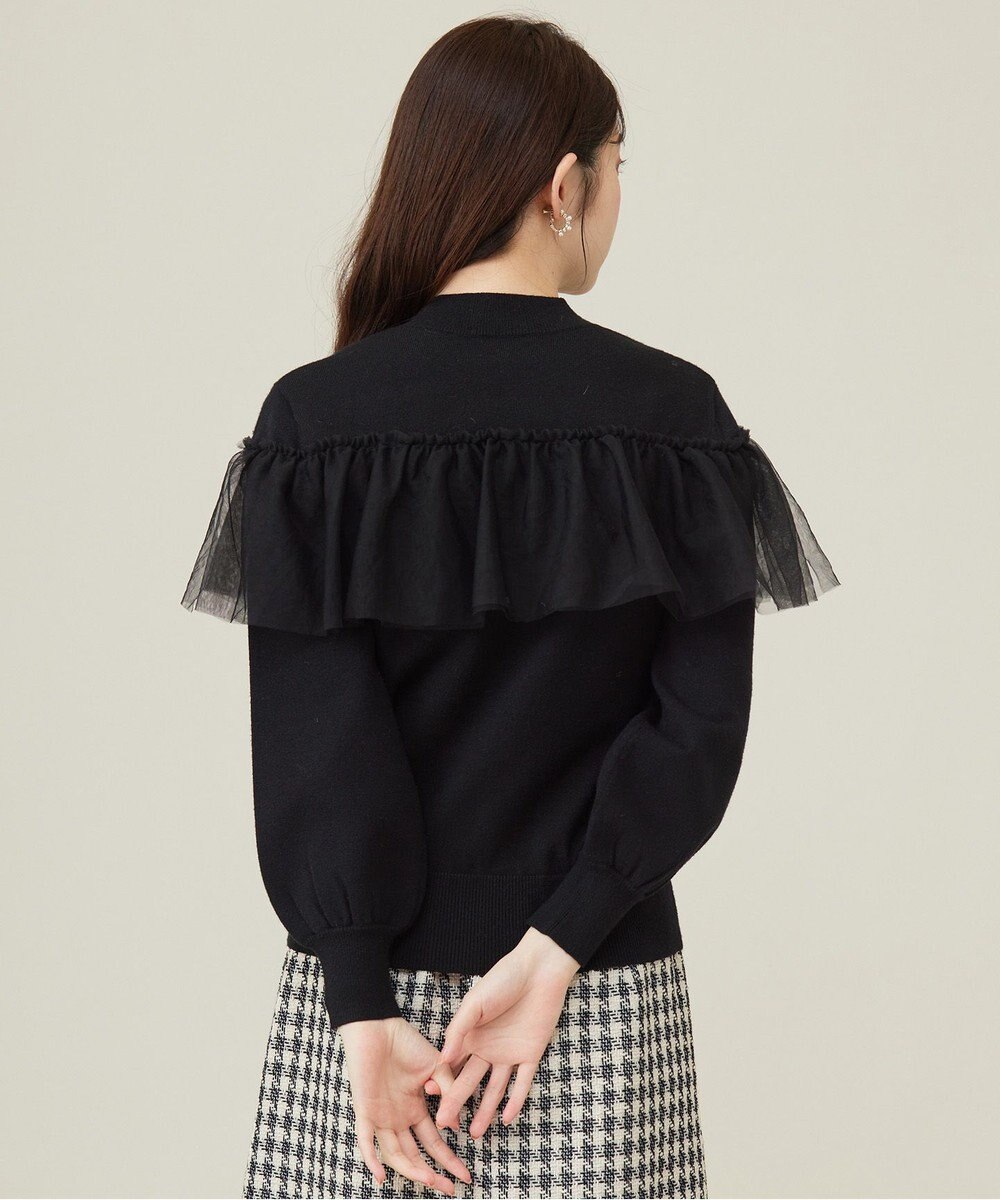 ANY SIS 【洗える】フリルチュールコンビ ニット 