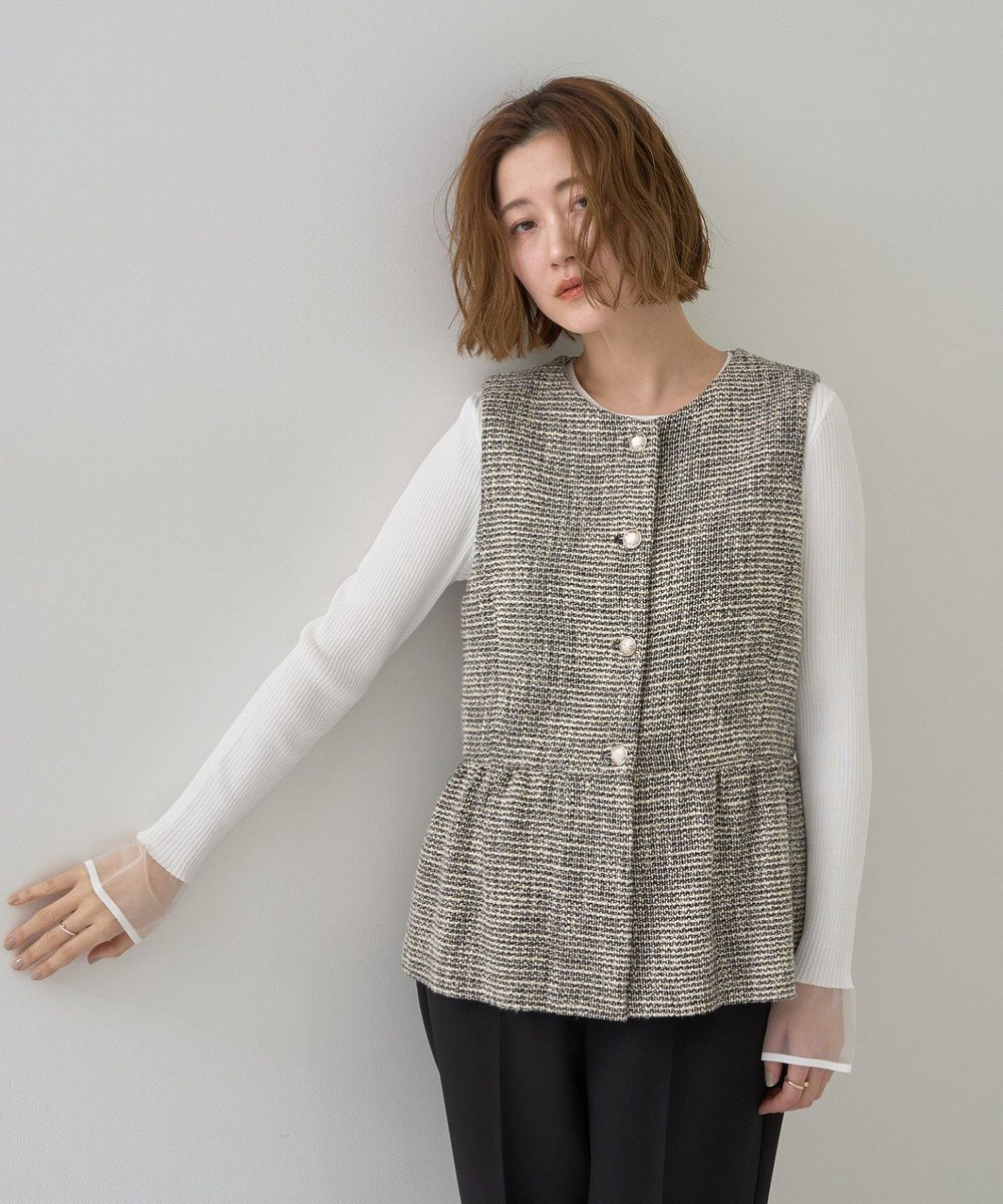 YECCA VECCA ツイードペプラムジレ 
