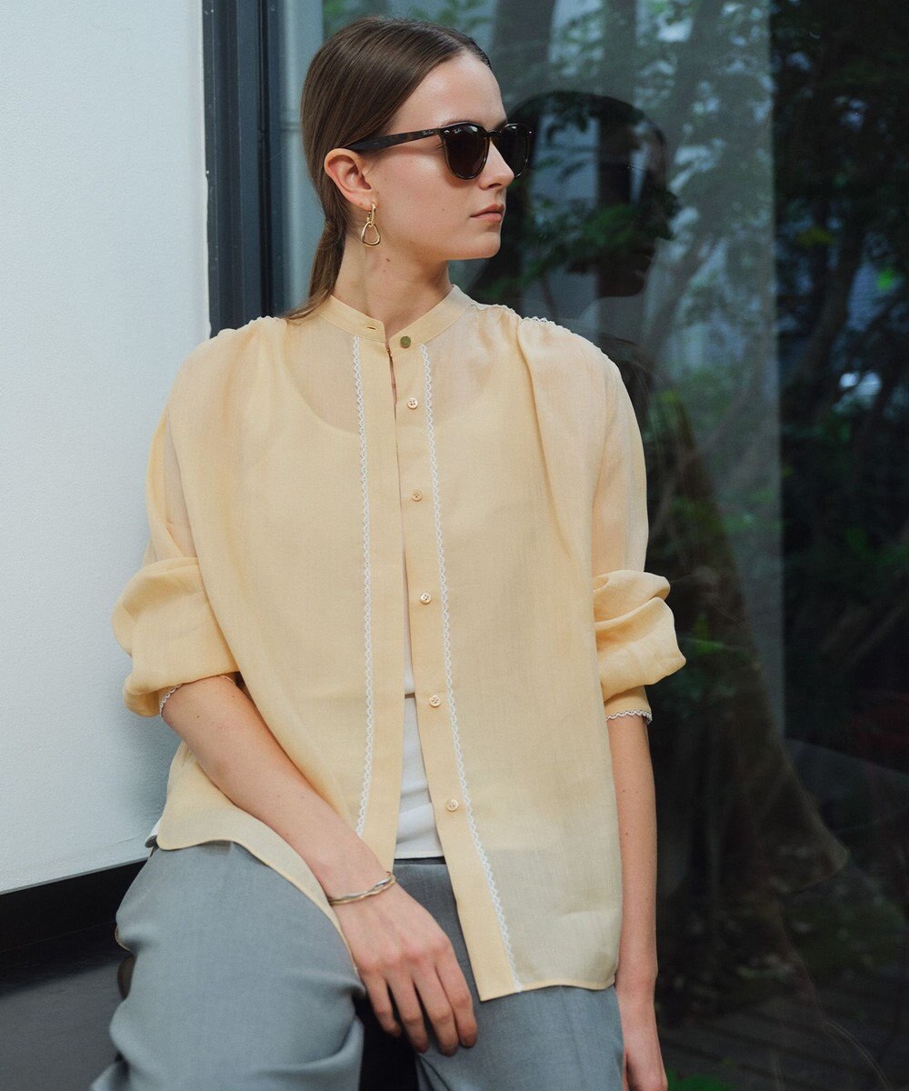 BEIGE， PAULINE / リネンヴィスコースレースブラウス 