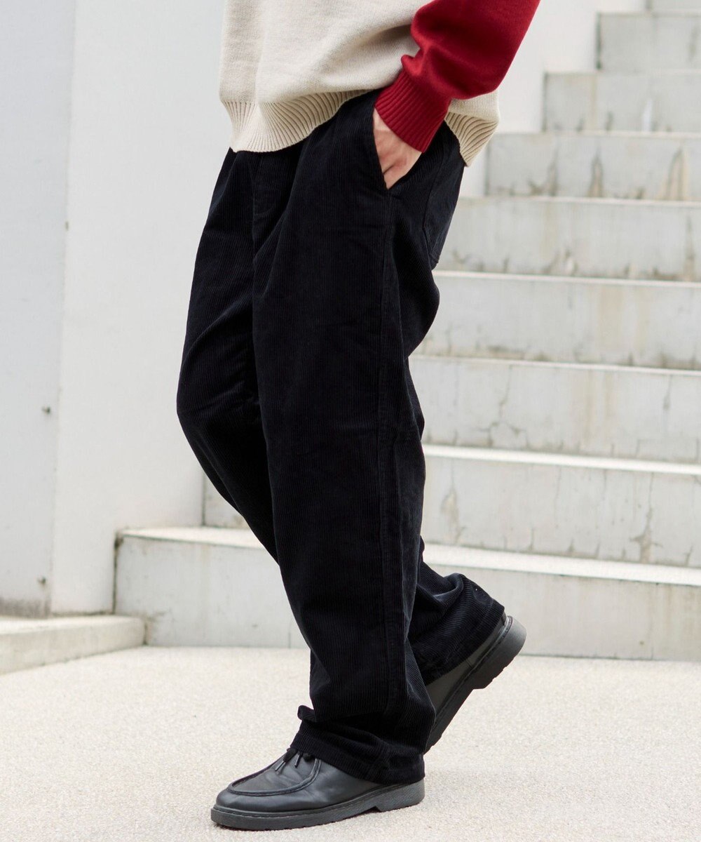 WEGO 【ユニセックス着用ITEM/ウエストゴム/SMLサイズ展開】コーデュロイイージーストレートパンツ 